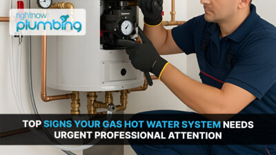 Plumber inspecting gas hot water system